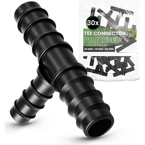 30x Raccord Té PE 20x16x25 mm Connecteur Tuyau Arrosage Goutte À Goutte Jonction Système Irrigation Jardin Accessoire Plomberie Manchon Union Tube Polyéthylène Eau Potager (1/4)