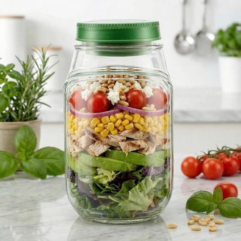 Pot à salade en verre – Compartiment vinaigrette – Lave-vaisselle – Repas et conservation – Maison, bureau, voyages (1/5)