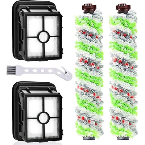 Lot de 2 filtres de rechange et 2 rouleaux de brosse multifonction pour animal domestique Bissell Crosswave 3 en 1 pour aspirateur Bissell CrossWave 1866 1785 2052 1713