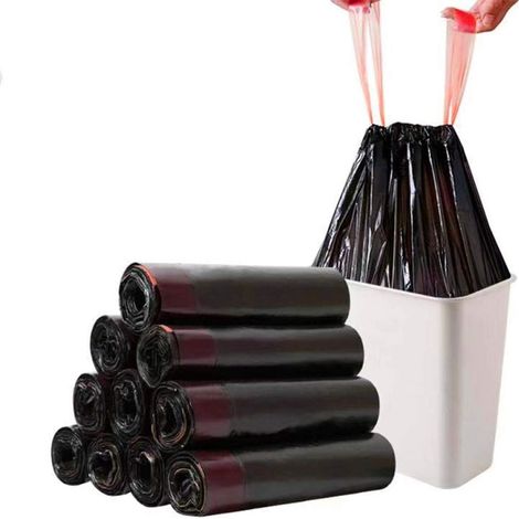 Sac Poubelle Facile à Utiliser, Propre, Pour Cuisine et Intérieur, 9-12 Litres, Noir, 90 Sacs (1/5)