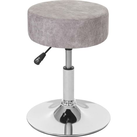 Hocker HHG-173, Sitzhocker Schminkhocker, höhenverstellbar Ø 35cm Wildlederimitat, vintage grau
