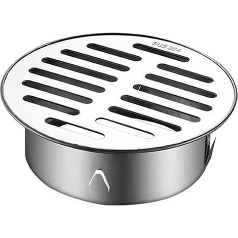 Drain de Plancher, Siphon de Sol Anti-Blocage de Balcon en Acier Inoxydable, Siphon de Sol pour Douche, Rond Anti-Blocage (110 Bouche Plate) (1/4)