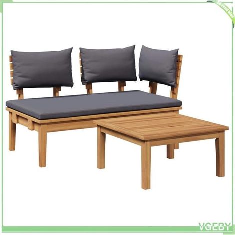 Banc de jardin - FAFEICY - 42006399 - Teck massif - Gris et marron - 2 places (1/5)