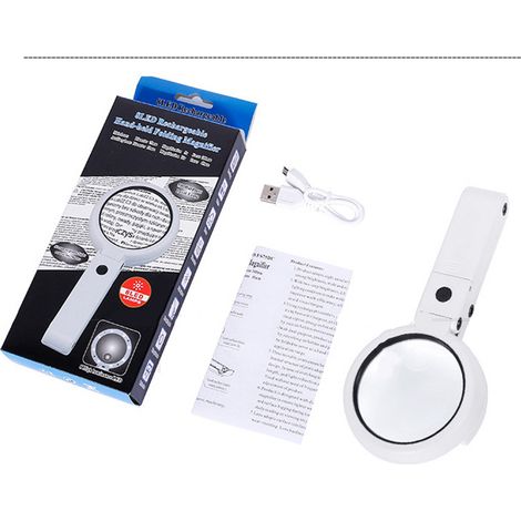 Loupe lumineuse LED 5X 11X grossissement, loupe ajustable pour lecture et réparation, alimentée par piles (1/5)