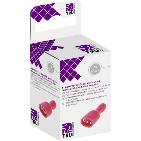 TRU COMPONENTS T1904C117 Flachsteckhülsen-Sortiment  Steckbreite: 6.30 mm Steckdicke: 0.80 mm 180 ° (1/2)