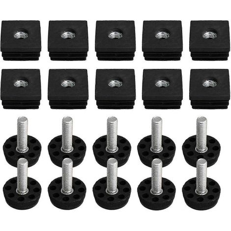 Pieds réglables à filetage M8, pieds de meubles carrés de 3x3cm, insert en 10 pièces. (1/5)