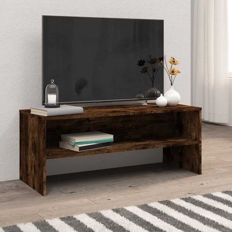 vidaXL TV Cabinet Smoked Oak 100x40x40 cm Engineered Wood (1/5)