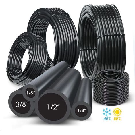 Tuyau d'arrosage automatique PE (4,7 mm, 30 m) 50-5 m, 1/4'', 5/8 mm, 3/8'', 1/2'', pour jardinage et bricolage. Système de drainage goutte à goutte avec perforateur. (1/4)