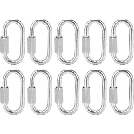 Maillon Rapide, Mousqueton Fileté Verrouillable en Forme de D en Acier Inoxydable 304, Connecteur de Chaîne Robuste, Capacité 150 Kg/330,7 Lb (M5 10pack) (1/5)