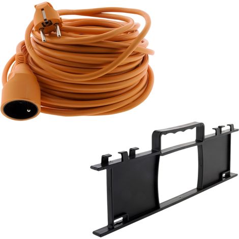Zenitech – Prolongateur jardin 25m 16A H05VV-F 3G1,5 2P+T – Puissance 3500W sous 230V – Range câble noir pour 25m – Utilisation extérieure