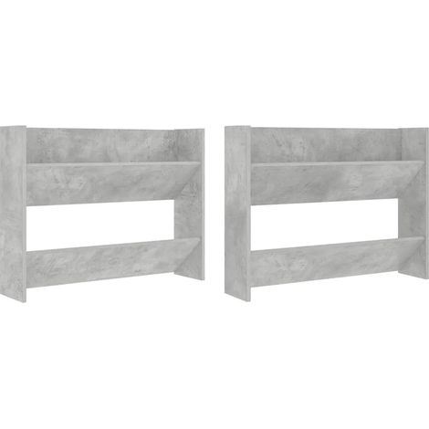 Set di 2 scarpiere da parete moderne 80 x 18 x 60 cm in truciolato grigio cemento 020047893