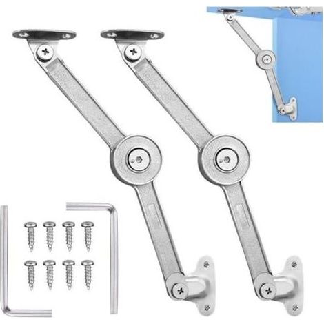Lntyq Lot de 2 charnières de support de couvercle Softclose avec système de blocage - Pour porte de cuisine, porte d'armoire, armoire - Angle d'ouverture 75°/90°/110° (1/5)