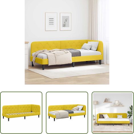 vidaXL Canapé convertible - Cadre de lit d'angle Jaune 80 x 200 cm Velours (1/5)