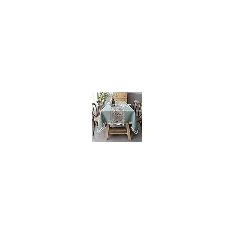 Nappe Rectangulaire Anti Tache Nappe Lin Coton Epaisse Table Cloth Impermeable Nappes de Table pour Exterieur,Cuisine Decoration(Verte,140 x 140 cm) (1/5)