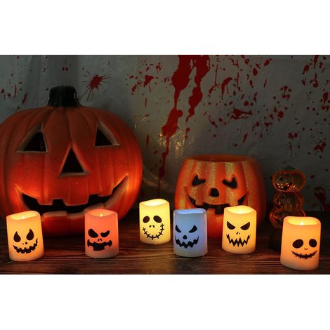 QAZQA Bougies votives LED Halloween Changement de couleur, bougies chauffe-plat sans flamme à piles pour Halloween, décoration de la maison, cadeaux
