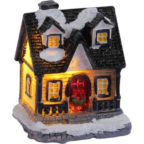 Décoration de bureau élégante Figurine d'art unique pour étagère et table-T2-60 Maisonnette lumineuse à toit noir, Modèle C (1/2)