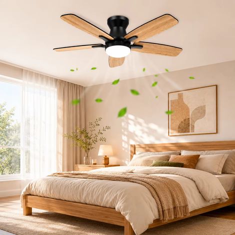Ventilateur de plafond encastré 106 cm profil bas avec éclairage LED, 3 températures de lumière, 6 vitesses, pales réversibles, fonctionnement silencieux (1/5)