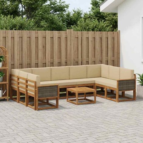 vidaXL Outdoor-Sofagarnitur 10 pcs Natur und Beige Massivholz Akazie (1/5)