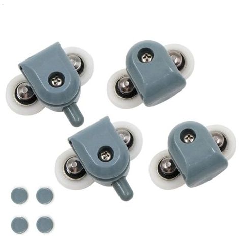 Pair of double rollers for shower doors, 25 mm, for shower doors, durable rollers, for double sliding doors, glass doors, approx. 3 to 6 mm thick