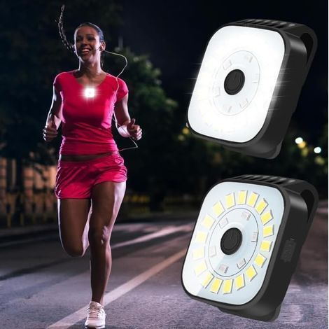Set of 2 mini LED clip-on lights – 4 safety lighting modes for jogging, camping, cycling and fishing, USB rechargeable and waterproof. (1/5)