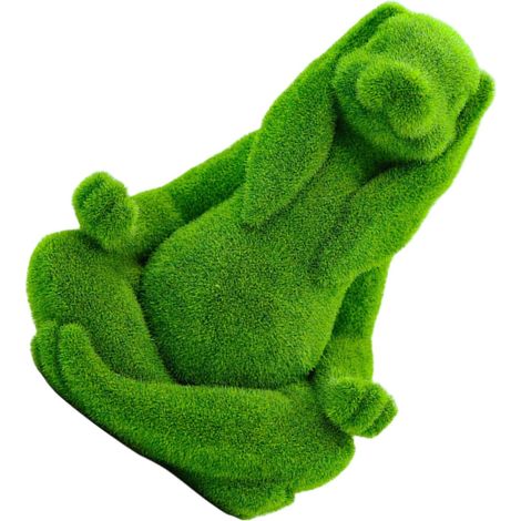 Figurine Lapin Méditant Floquée Verte en Résine Décoration Zen pour Jardin et Maison, Centre de Table de Pâques, Statue D’Ornement Printanier pour Extérieur et Intérieur (1/5)
