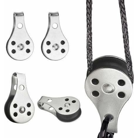 Poulie marine en acier inoxydable 25 mm – Lot de 4 blocs pivotants avec crochet, pour canoë, kayak et levage nautique (1/5)
