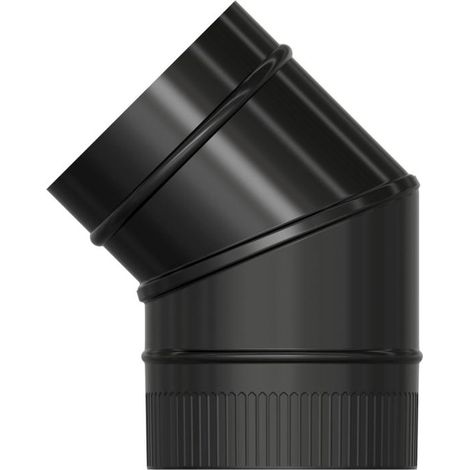 WOLFPACK LINEA PROFESIONAL codo estufa liso negro vitrificado ø 150 mm. 45° (1/2)