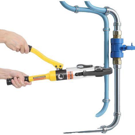 Pinza crimpatrice idraulica manuale, forza di crimpatura 10 tonnellate, testa rotante a 360 gradi, corsa 20 mm, dimensioni del prodotto 41126 cm, include 4 matrici a U (1/5)