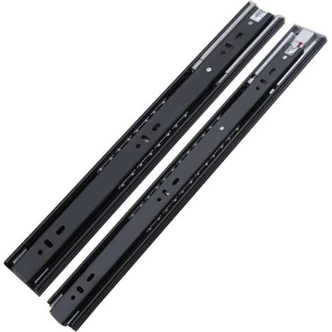 Glissières à Tiroir, 1 Paire Sortie Totale Coulisses pour Tiroirs avec Amortisseur Tampon Roulement à Bille Coulisse à Billes, Capacité de Charge de 45 kg Tiroir Extension Glissière de Tiroir - 25CM (1/5)