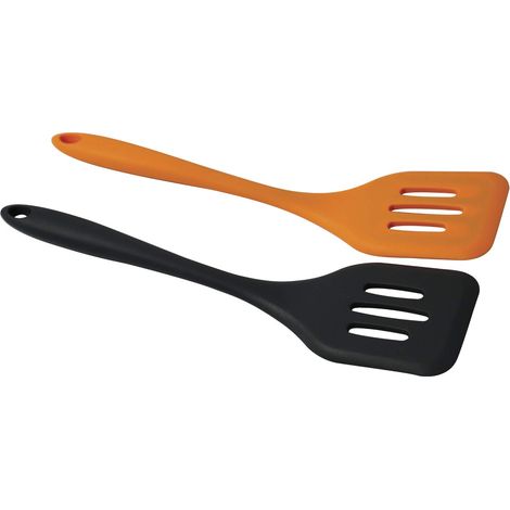 Paletta fritti forata in silicone, 29 x 7 x 1,5 cm, Soft Collection, (colore: nero o arancione), quantità: 1 pezzo. (1/5)
