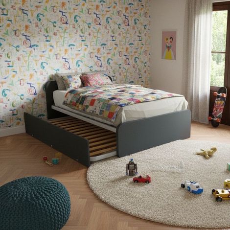 Letto 1 piazza e mezza con letto estraibile - Basalto