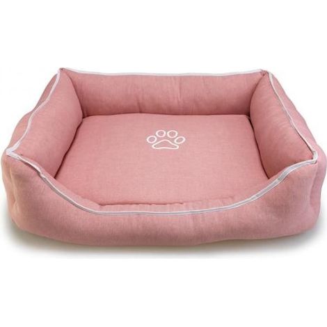 Cama cuadrada Rosa con Huella y Ribete 85x68x21cm