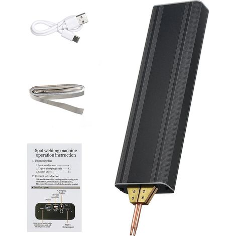 Portable Spot Welder 5 Gears Adjustable, Handheld Spot Welder 0.10.15mm Thickness Nickel Sheet Weld-ENLISH-Black (1/5)