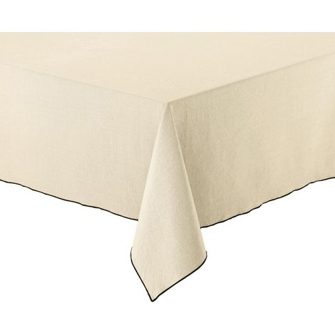 Nappe de Table Rectangulaire en Coton 100% Recyclé Coloris Ficelle 180 x 350 cm - PANGIVO