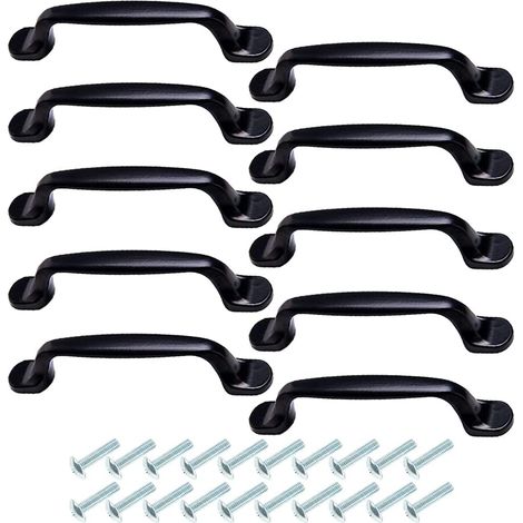 cabinet handles,drawer handle,10PCS Poignée en alliage d'aluminium pour tiroir d'armoire Noir mat (130MM) (1/4)