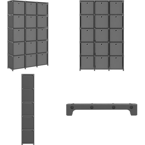 Étagère à 15 cubes avec boîtes Gris 103x30x175,5 cm Tissu - Bibliothèque - Étagère - Meuble De Rangement - Organisation - Intérieur Design - Home & Living (1/5)