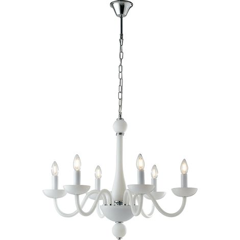 "Lampadario a sospensione ALFIERE in vetro soffiato bianco a sei luci" (1/2)