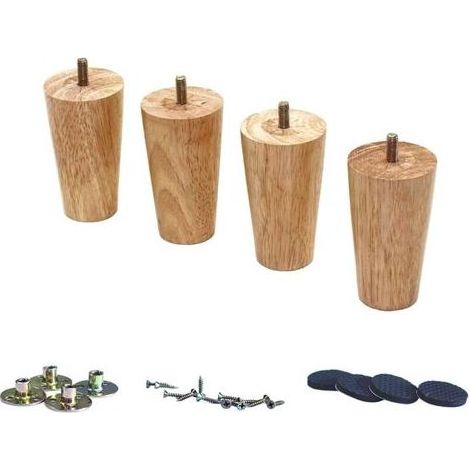 Pieds en bois massif de 10,2 cm (4 pouces) environ, pour canapés, chaises, coussins, canapés deux places, tables, armoires et meubles. Pieds de rechange (lot de 4 pieds droits de 10,2 cm enviro (1/5)
