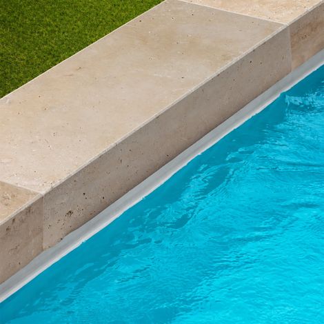 Margelle de piscine Travertin Beige Nuancé 100x35x15 cm Bord Droit (à l'unité) - RO'MA NATURE (1/4)