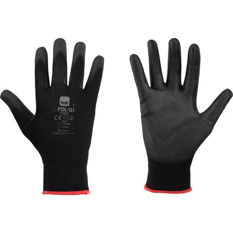 GUANTI POLIESTERE/POLIURETANO 'SPECIAL HOB POL-01' Tg. 10 - colore nero- 12 coppia  - NERI