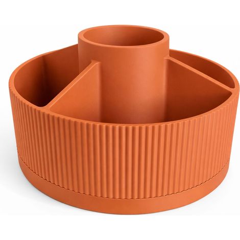 Drehbarer Schreibtisch-Organizer, orange, 5 Fächer für Stifte und Zubehör