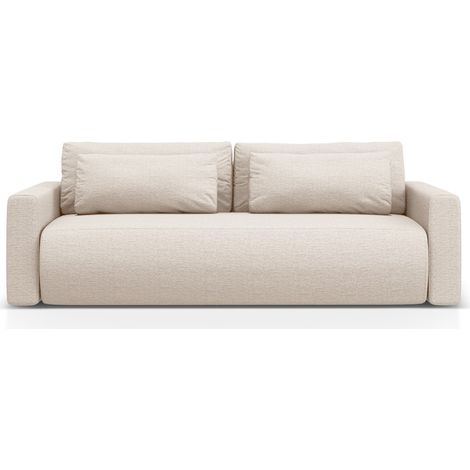 Canapé convertible + box 3 places en tissu structurel beige (1/5)