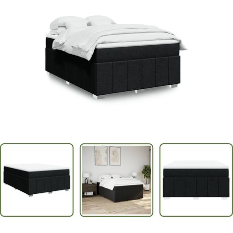 vidaXL Taschenfederkern - Boxspringbett mit Matratze Schwarz 140x200 cm Stoff (1/5)