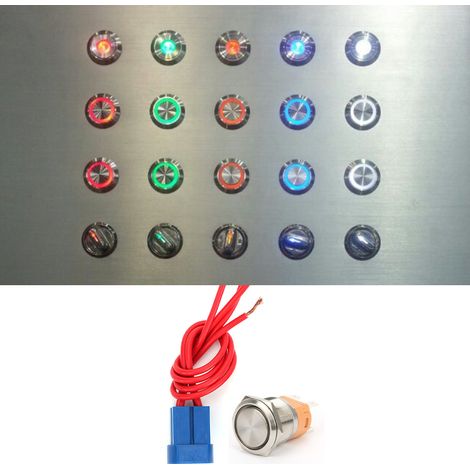 Bouton-poussoir 22 mm AC250V 20A, bouton-poussoir métallique à tête plate et douille à 4 pôles, autobloquant (1/5)