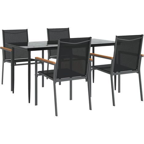 vidaXL Set da Pranzo da Giardino 5 pz Nero in Textilene e Acciaio (1/4)