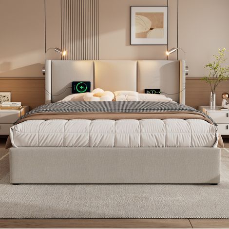 Cama matrimonio con almacenaje y USB 180x200 OKMYHOME (1/5)