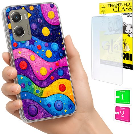 Schutzhülle für Motorola Moto G06 / G06 Power, Rückseitenschutzhülle Waves + Glas (1/5)