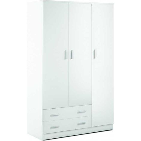 Armadio 3 ante 2 cassetti h182 l115 p52 cm colore bianco liscio 457k sarmog - Sarmog (1/6)