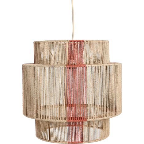 Suspension plafond boho en jute et fer marron ambiance chaleureuse - Beige naturel et marron foncé (1/5)