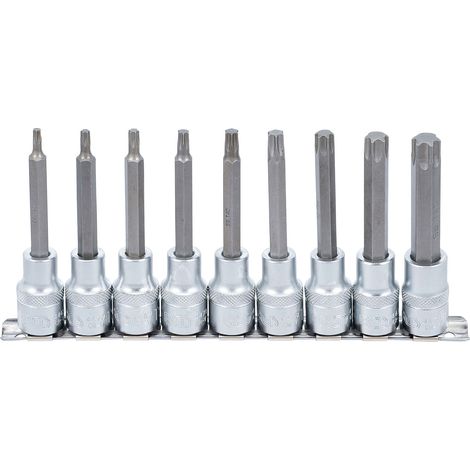 BGS Juego de puntas perfil T (para Torx) con accionamiento cuadrado interior 12,5 mm (1/2") - 9 piezas - 5177 (1/3)